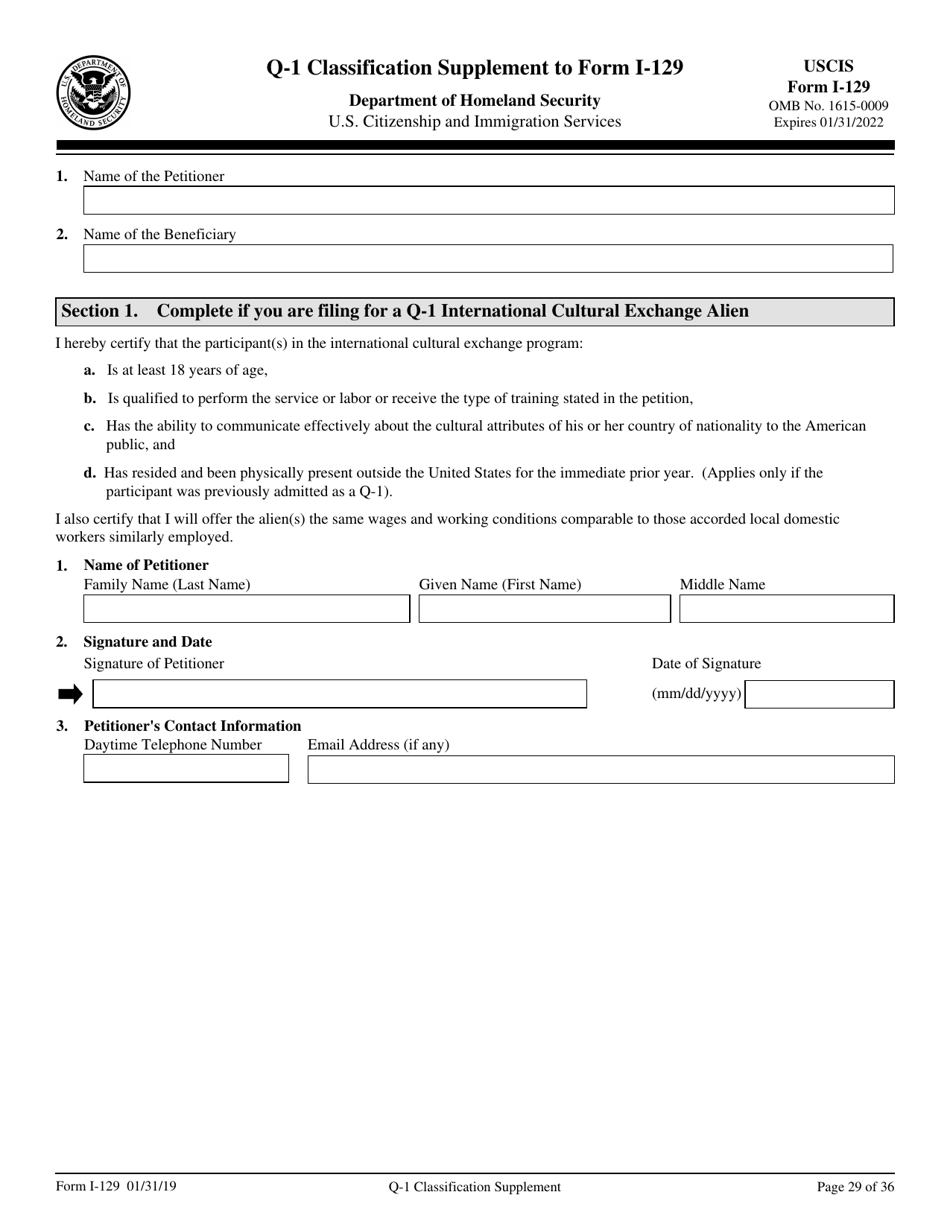 USCIS Form I-129 Petition for a Nonimmigrant Worker, Page 29