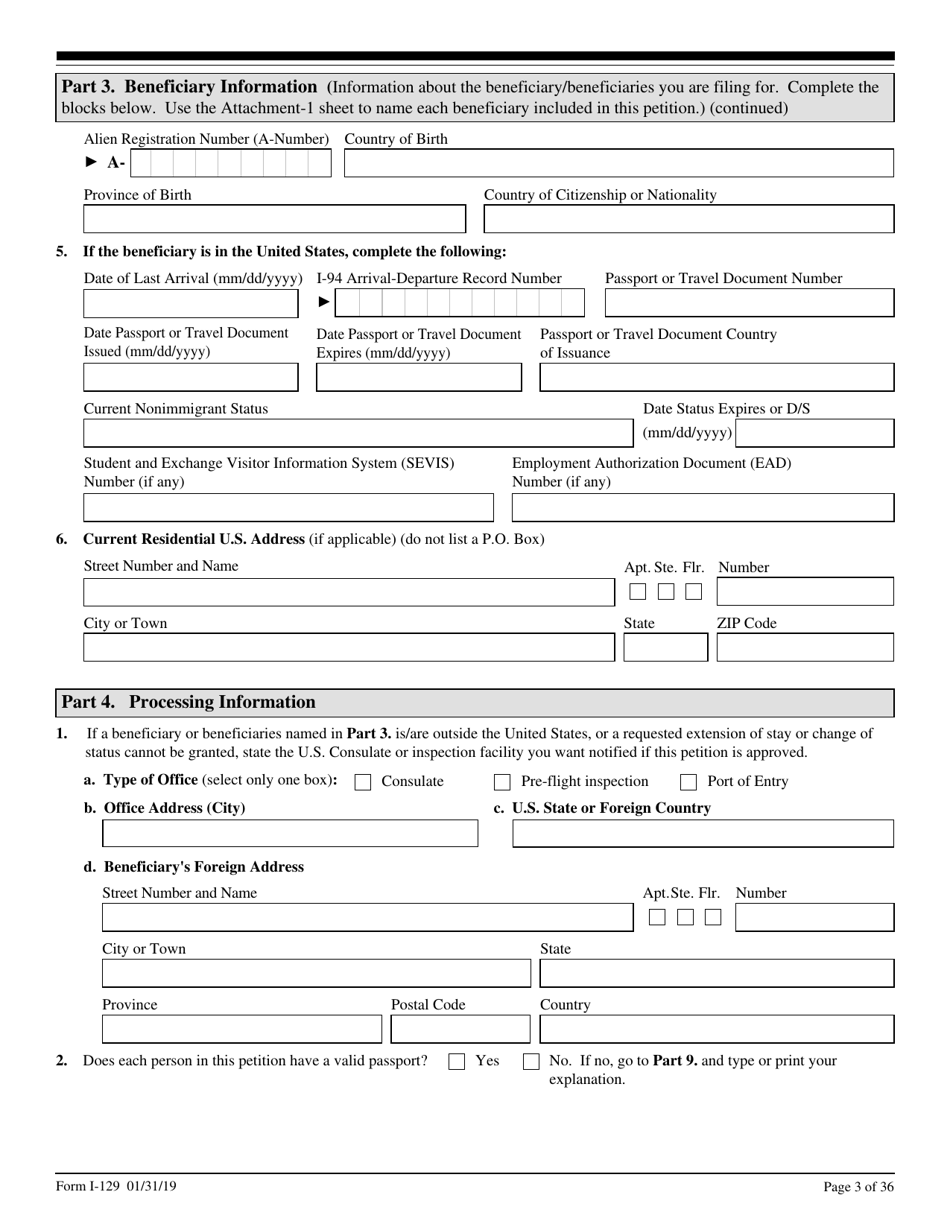 USCIS Form I-129 Petition for a Nonimmigrant Worker, Page 3