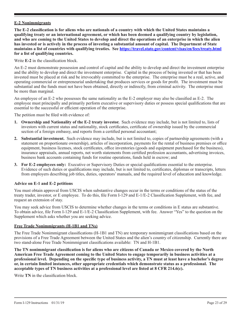 Instructions for USCIS Form I-129 Petition for Nonimmigrant Worker, Page 23