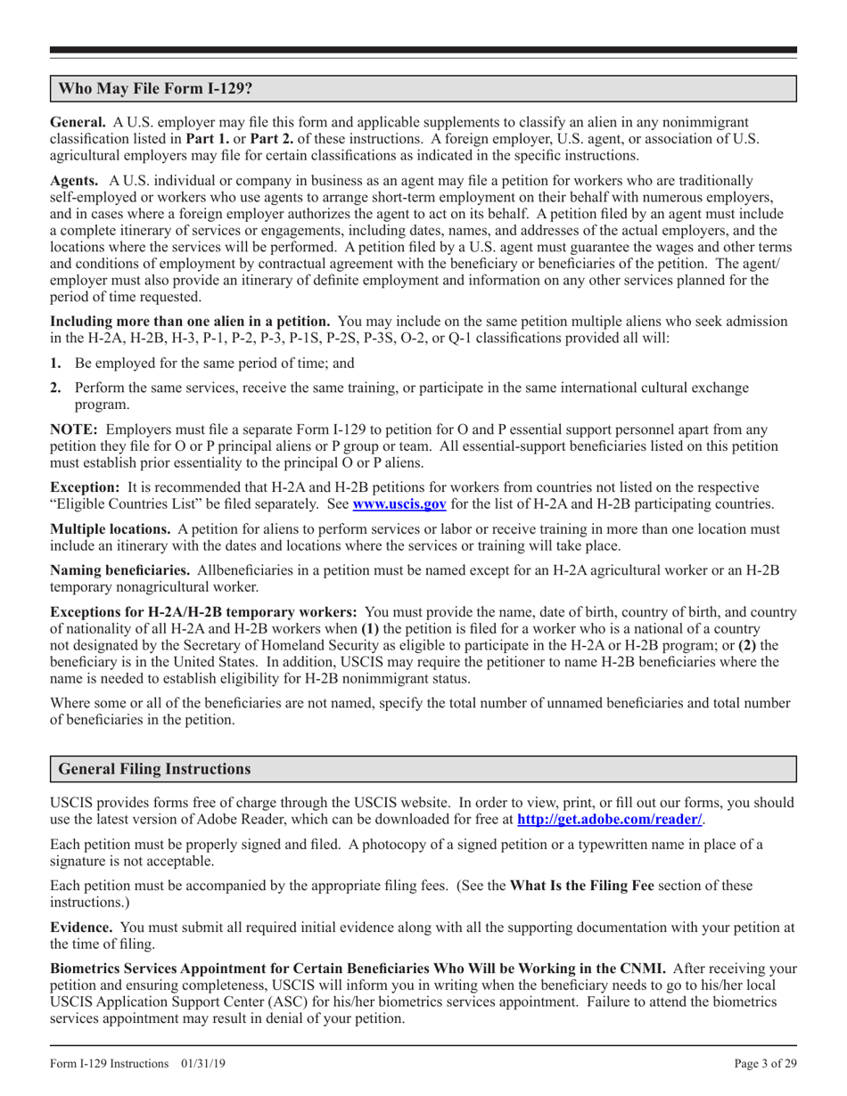 Instructions for USCIS Form I-129 Petition for Nonimmigrant Worker, Page 3