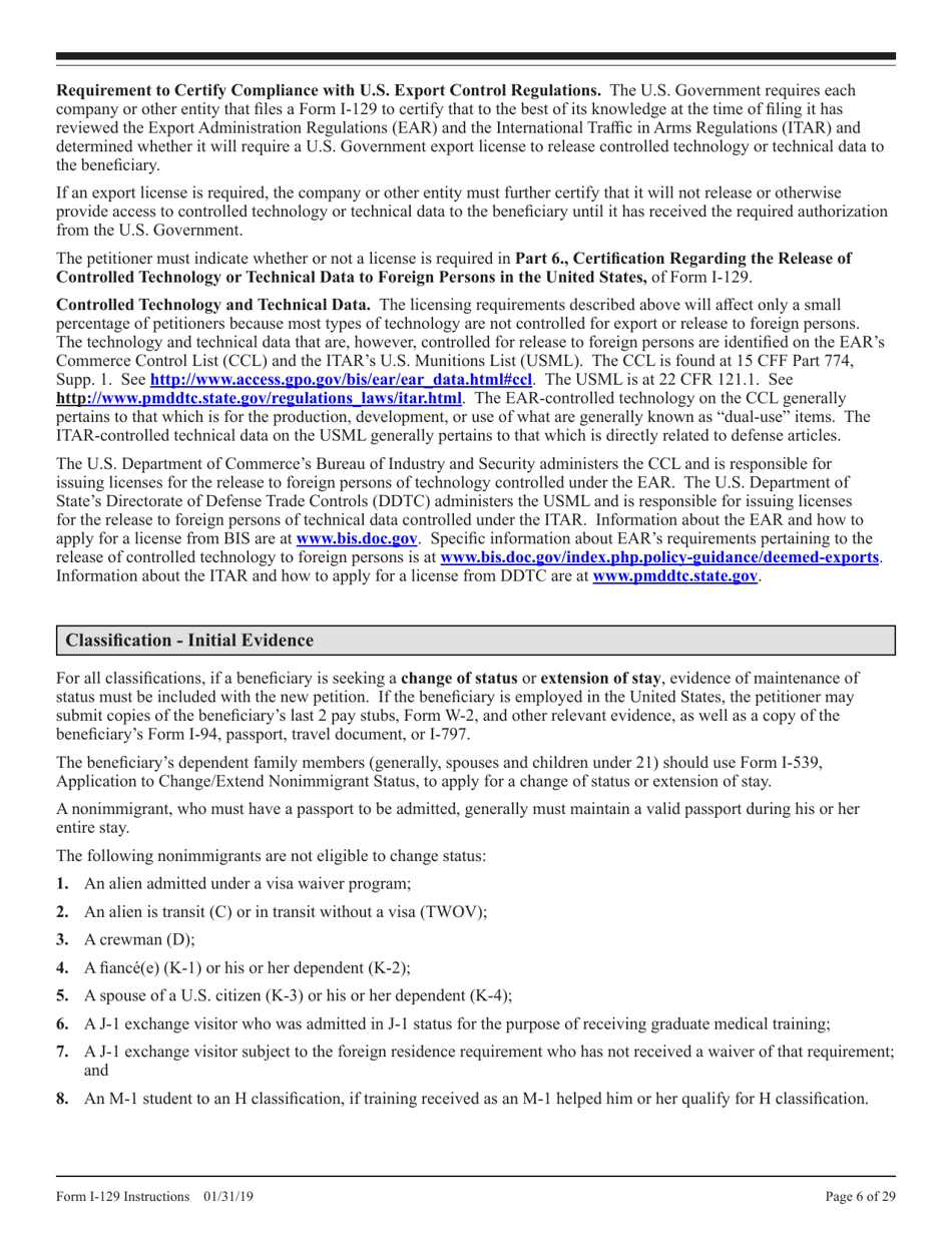 Instructions for USCIS Form I-129 Petition for Nonimmigrant Worker, Page 6