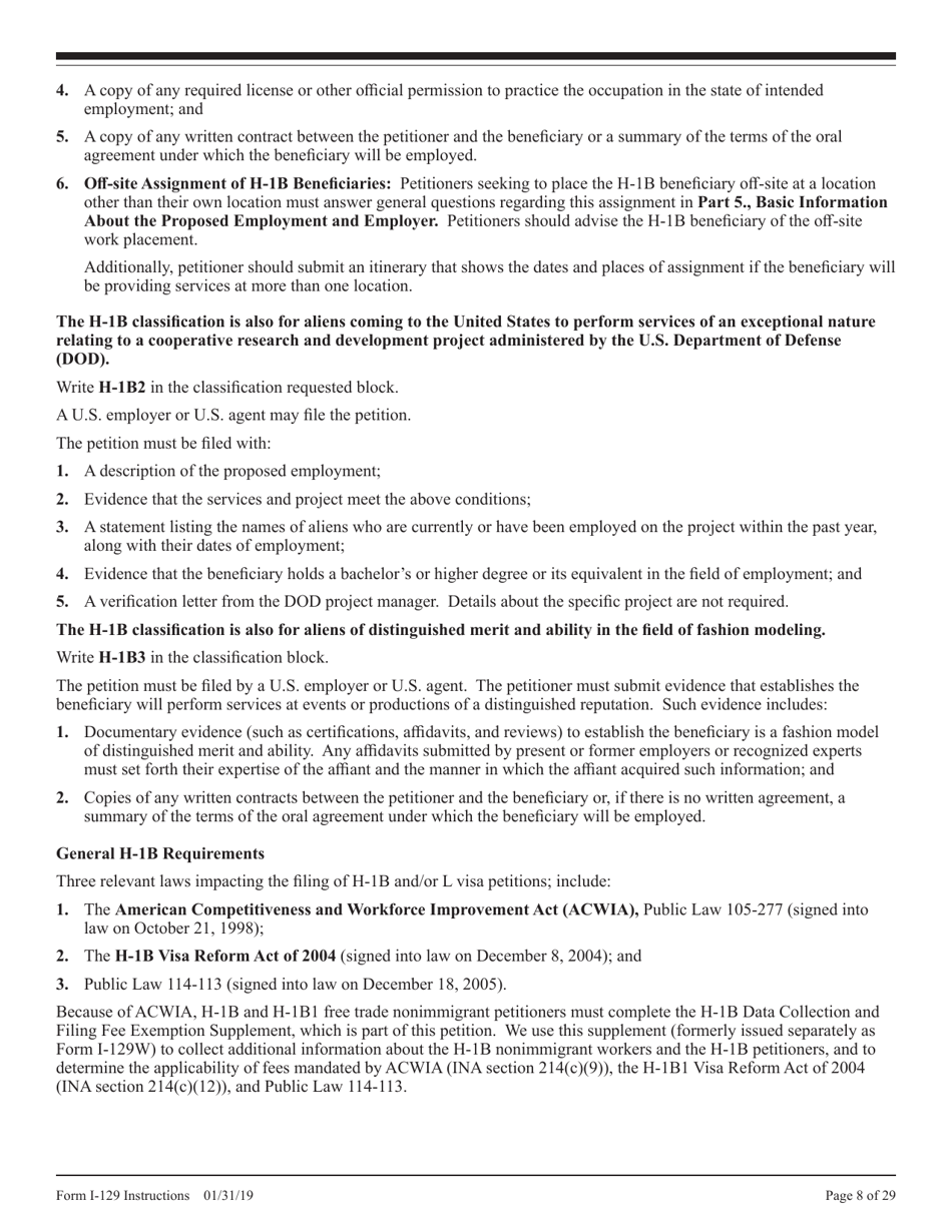 Instructions for USCIS Form I-129 Petition for Nonimmigrant Worker, Page 8