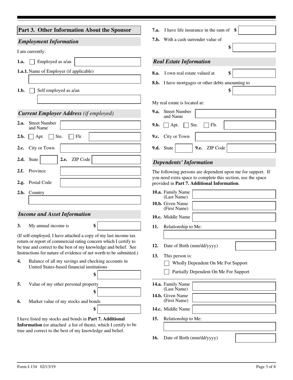 USCIS Form I-134 Affidavit of Support, Page 3