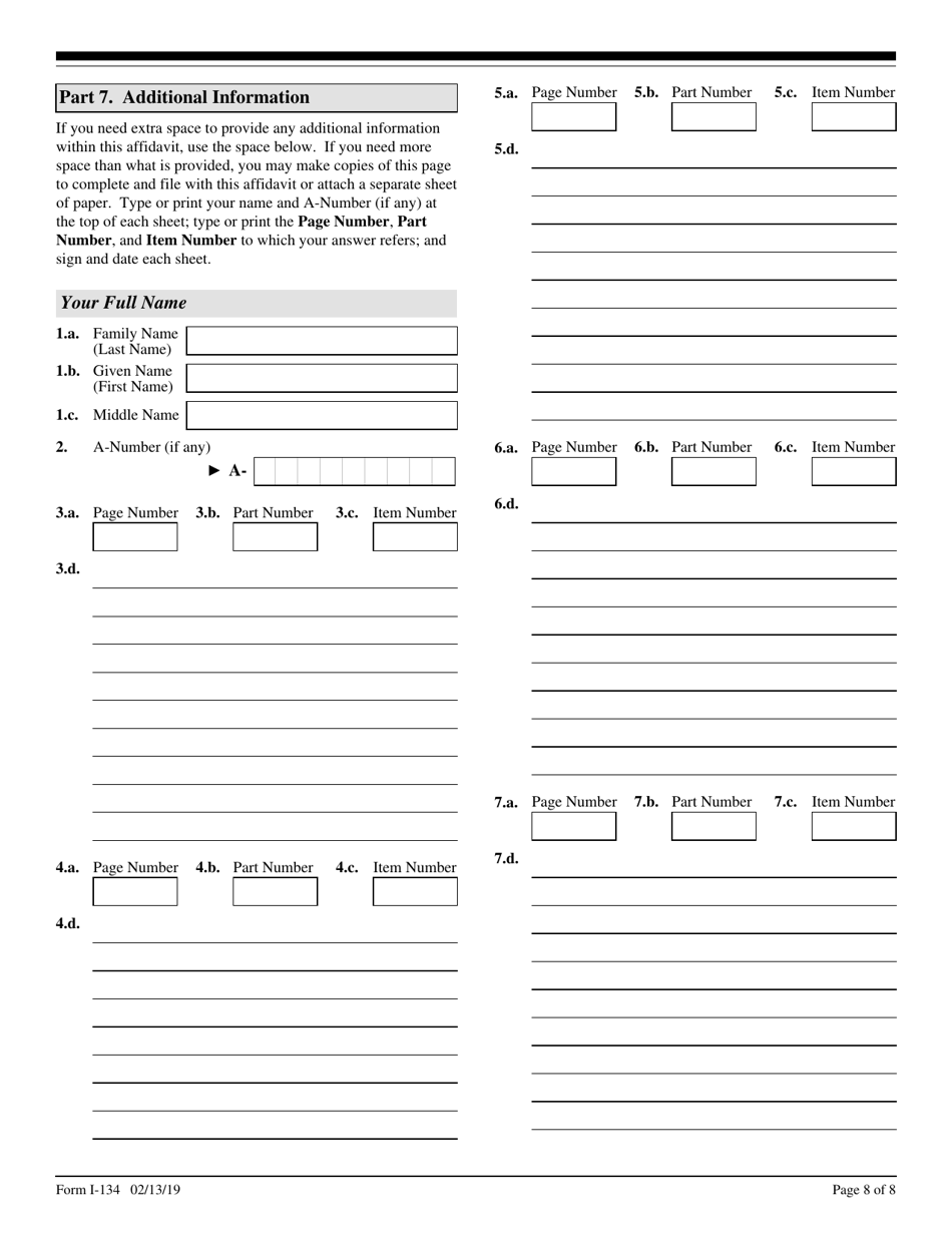 USCIS Form I-134 Affidavit of Support, Page 8