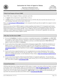Document preview: Instructions for USCIS Form I-290B Notice of Appeal or Motion