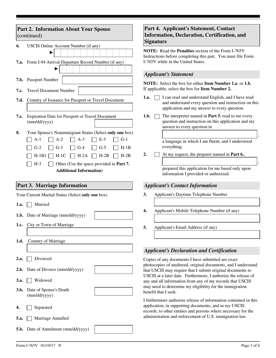 Uscis Form I 765v Fill Out Sign Online And Download Fillable Pdf Templateroller 0432