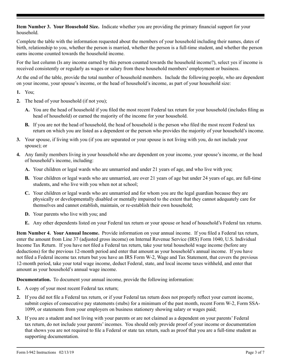 Instructions for USCIS Form I-942 Request for Reduced Fee, Page 3