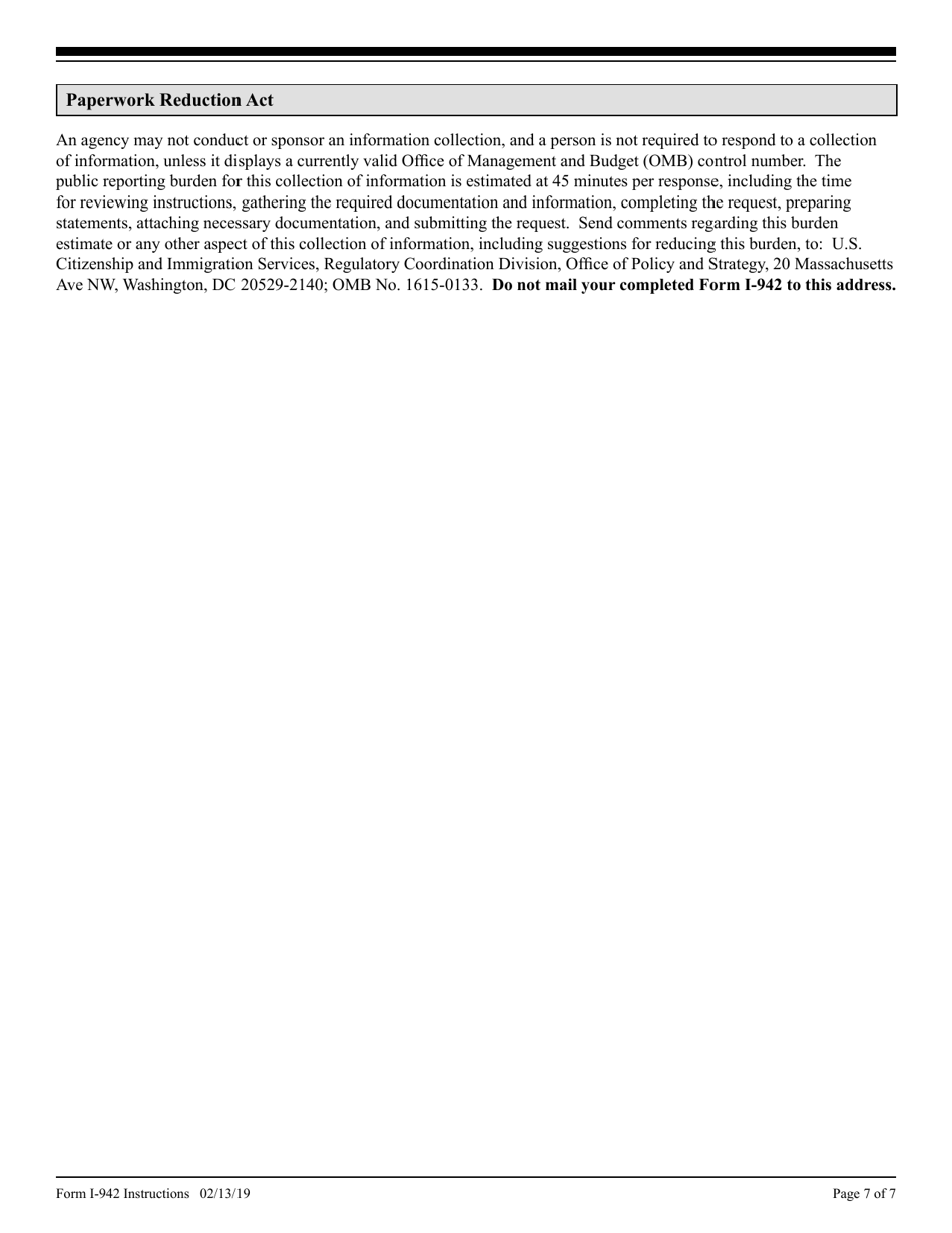 Instructions for USCIS Form I-942 Request for Reduced Fee, Page 7