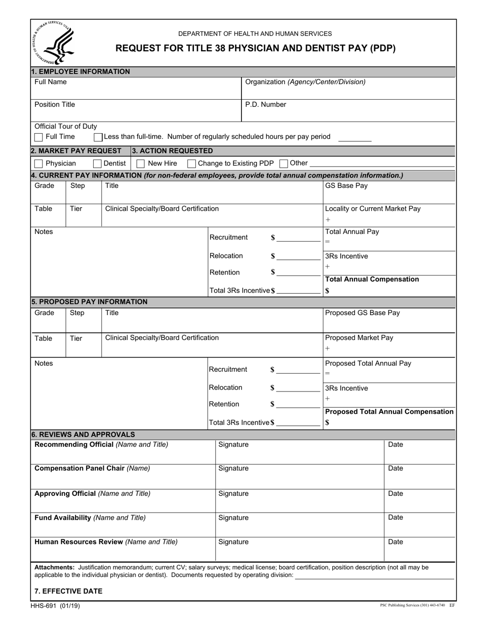 Form HHS-691 Request for Title 38 Physician and Dentist Pay (Pdp), Page 1