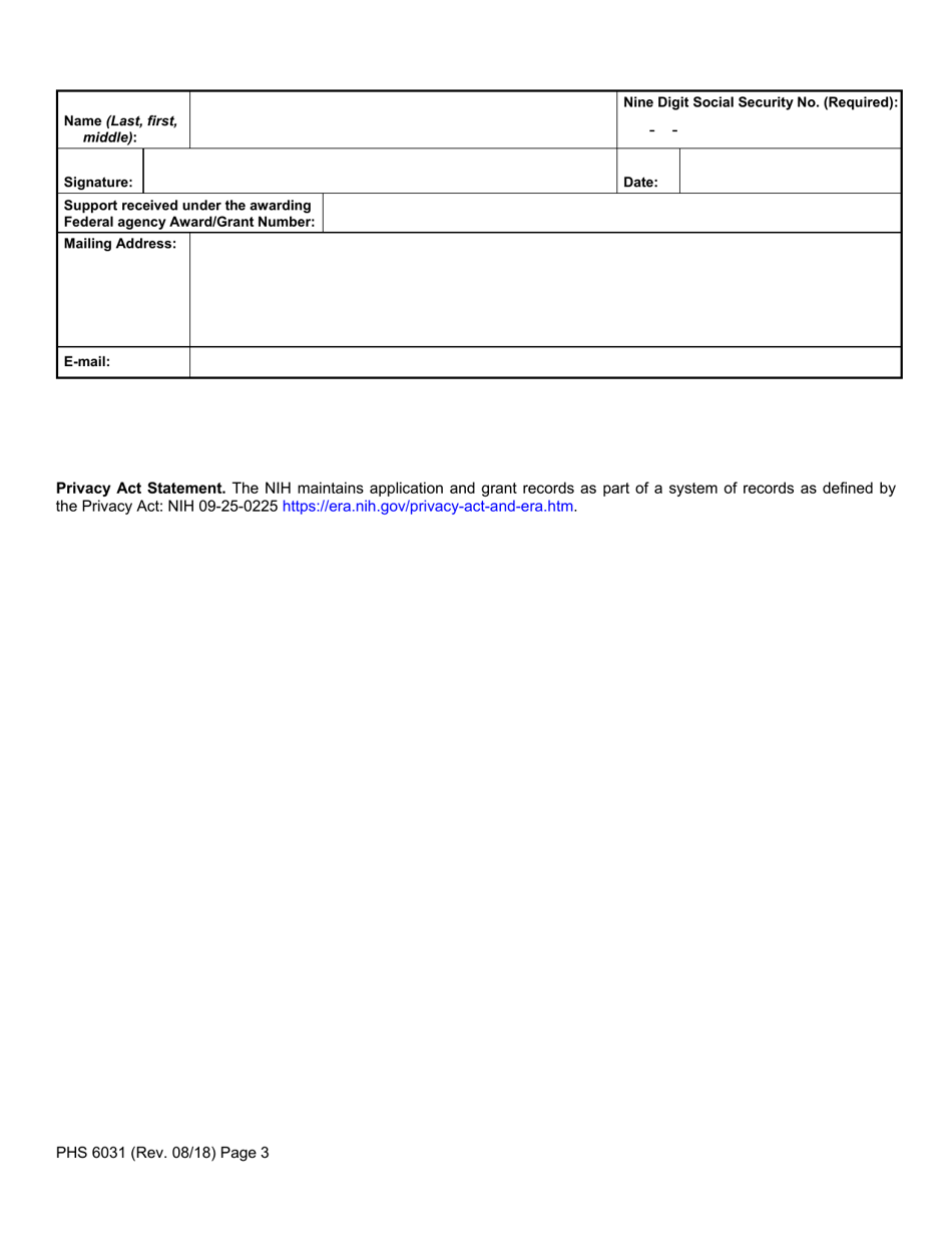 Form PHS6031 Ruth L. Kirschstein National Research Service Award Payback Agreement, Page 3