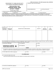 CBP Form 216 Application for Foreign-Trade Zone Activity Permit