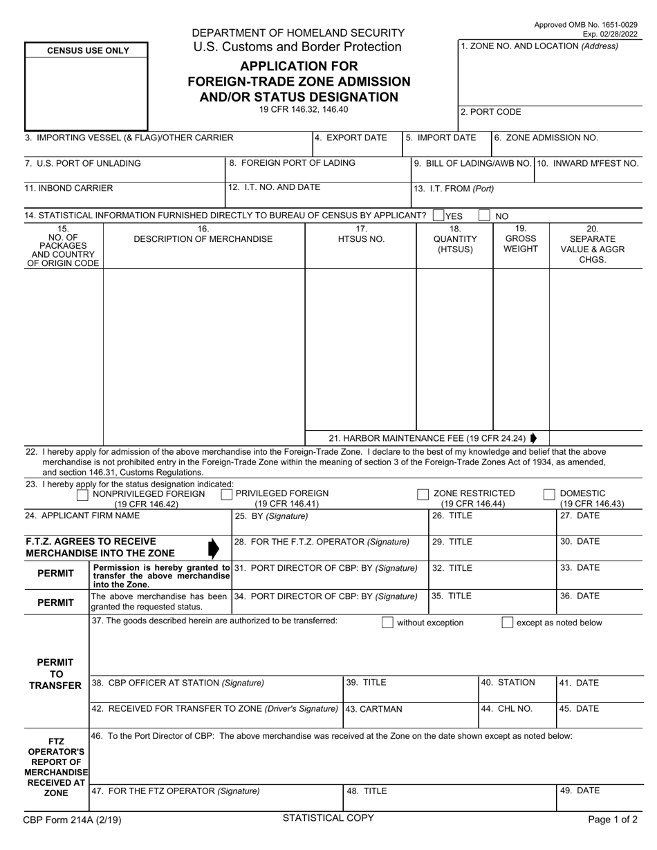 CBP Form 214A - Fill Out, Sign Online and Download Fillable PDF ...