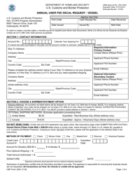 CBP Form 339V Annual User Fee Decal Request - Vessel