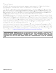 CBP Form 400 ACH Debit Application, Page 2