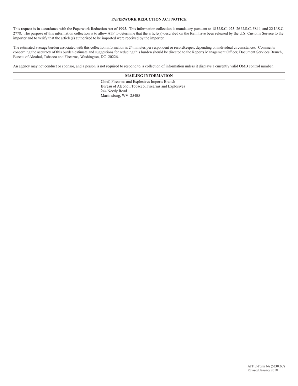 ATF Form 5330.3C (6A) Release and Receipt of Imported Firearms, Ammunition and Defense Articles, Page 3