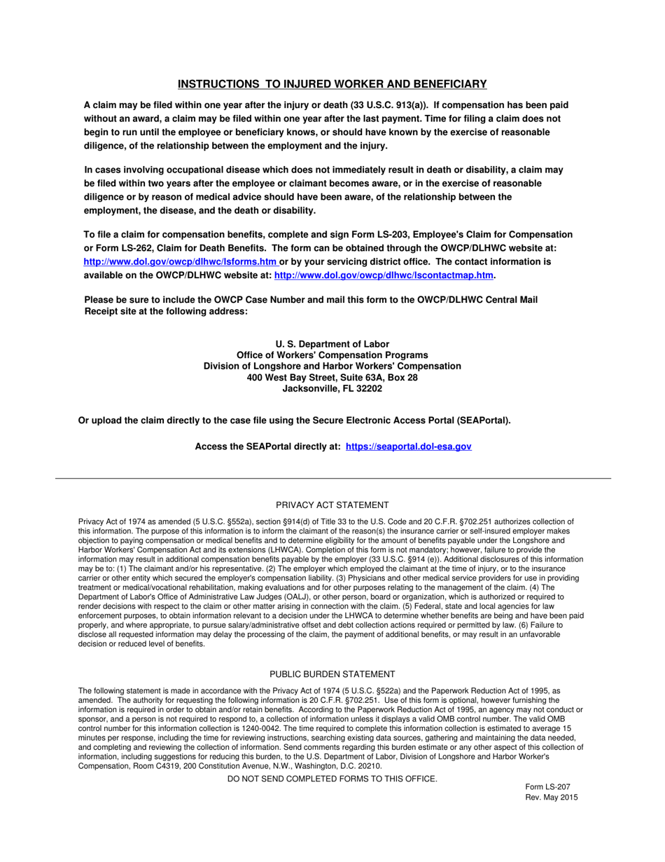 Form LS-207 Notice of Controversion of Right to Compensation, Page 2