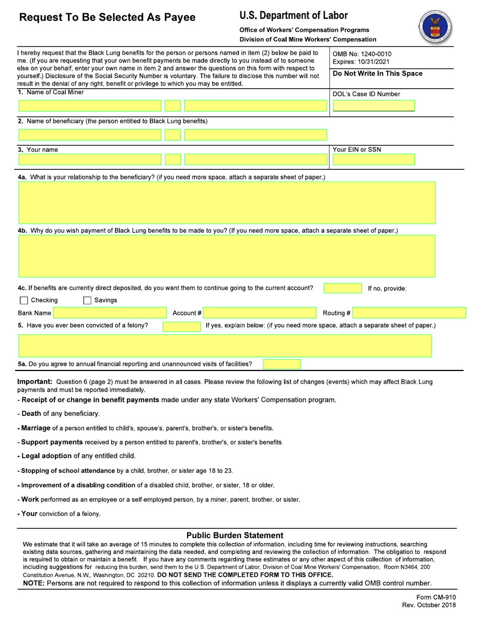 Form CM-910 - Fill Out, Sign Online and Download Fillable PDF ...