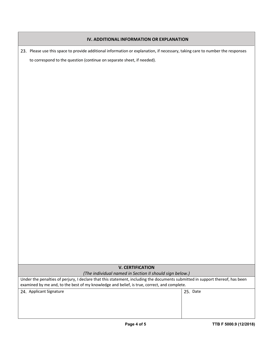 Ttb Form 5000.9 - Fill Out, Sign Online And Download Fillable Pdf 