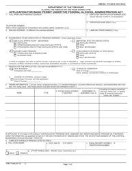 TTB Form 5100.24 &quot;Application for Basic Permit Under the Federal Alcohol Administration Act&quot;