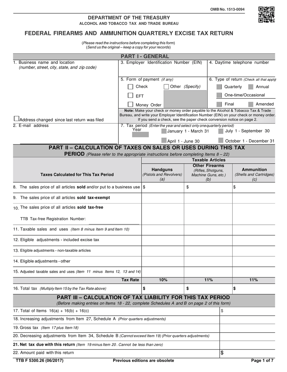 TTB Form 5300.26 Download Fillable PDF or Fill Online Federal Firearms