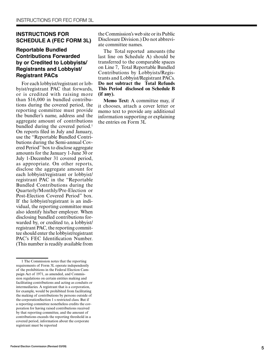 Instructions for FEC Form 3L Report of Contributions Bundled by Lobbyists / Registrants and Lobbyist / Registrant Pacs, Page 5