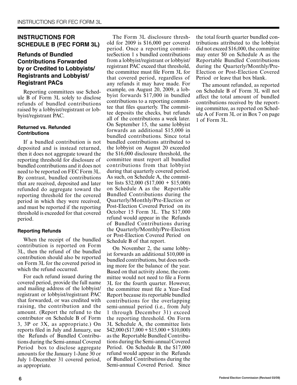 Instructions for FEC Form 3L Report of Contributions Bundled by Lobbyists / Registrants and Lobbyist / Registrant Pacs, Page 6
