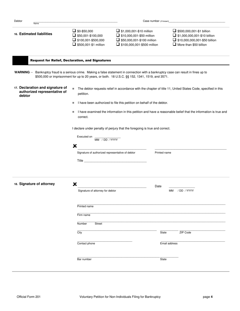 Official Form 201 - Fill Out, Sign Online and Download Printable PDF ...