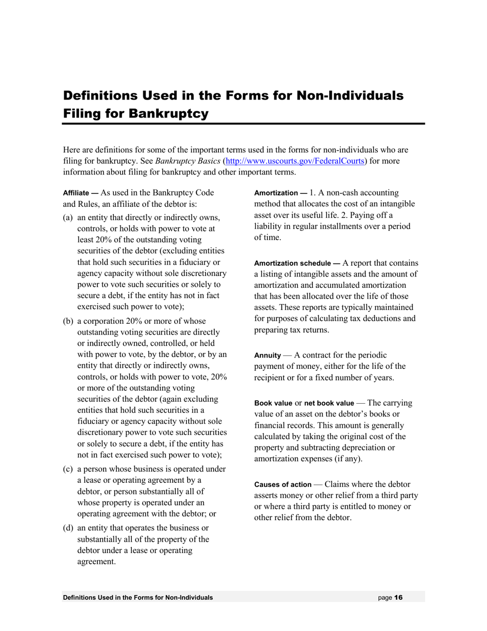 Instructions for Bankruptcy Forms for Non-individuals, Page 17
