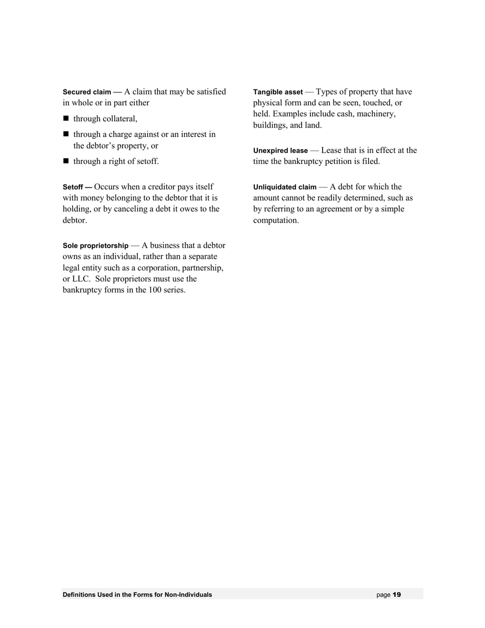 Instructions for Bankruptcy Forms for Non-individuals, Page 20