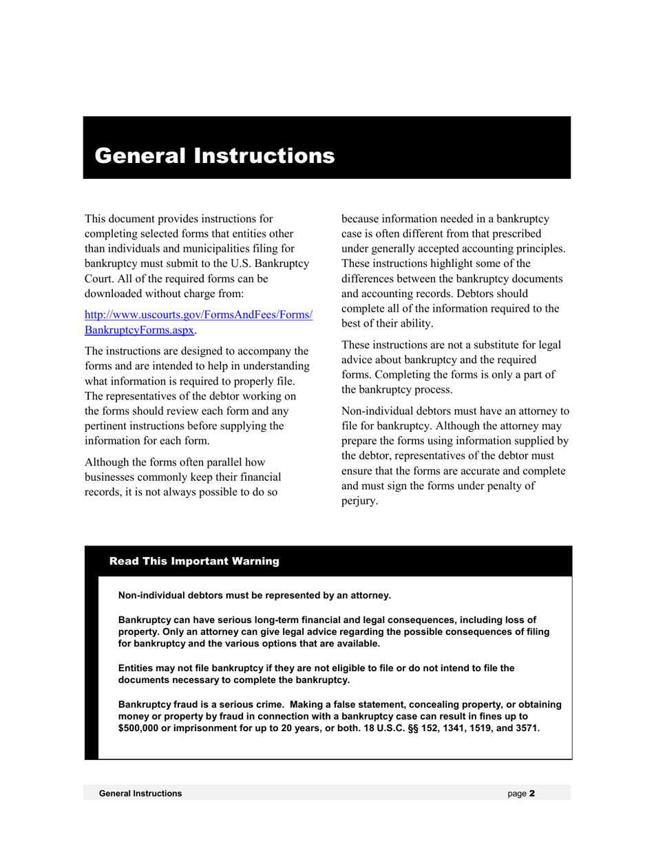 Instructions for Bankruptcy Forms for Non-individuals, Page 3