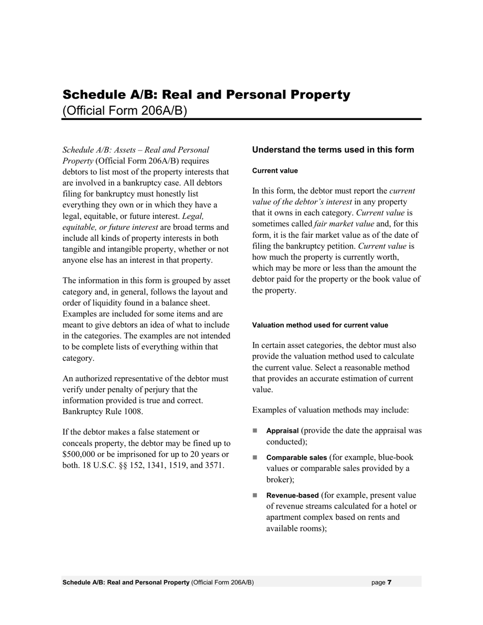 Instructions for Bankruptcy Forms for Non-individuals, Page 8