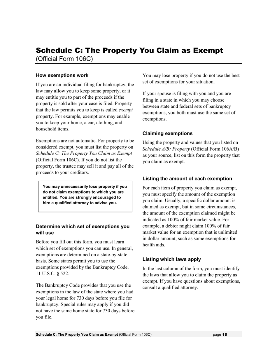 Instructions for Bankruptcy Forms for Individuals, Page 20