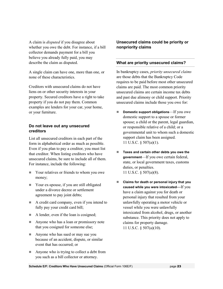 Instructions for Bankruptcy Forms for Individuals, Page 25