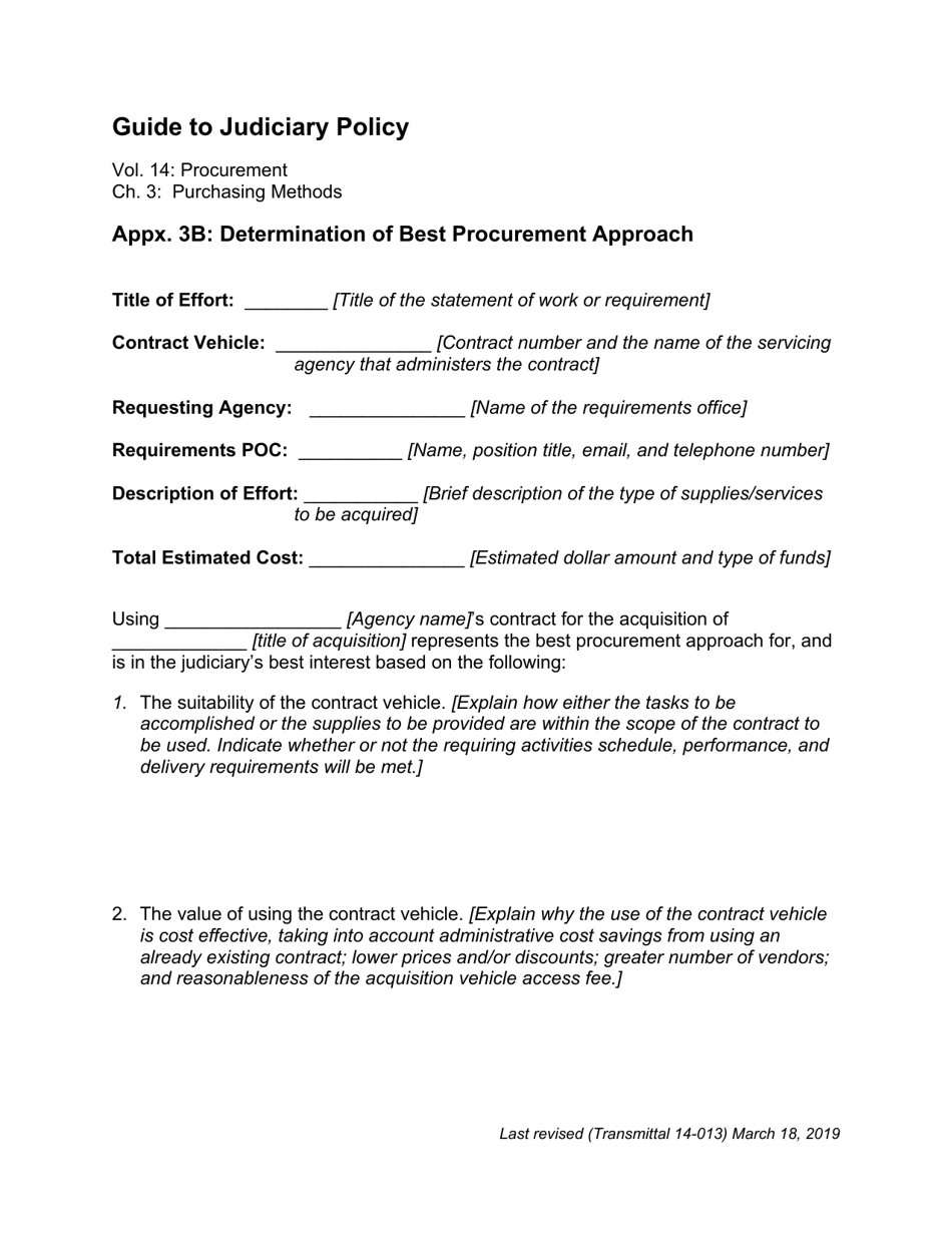 Appendix 3B Determination of Best Procurement Approach, Page 1