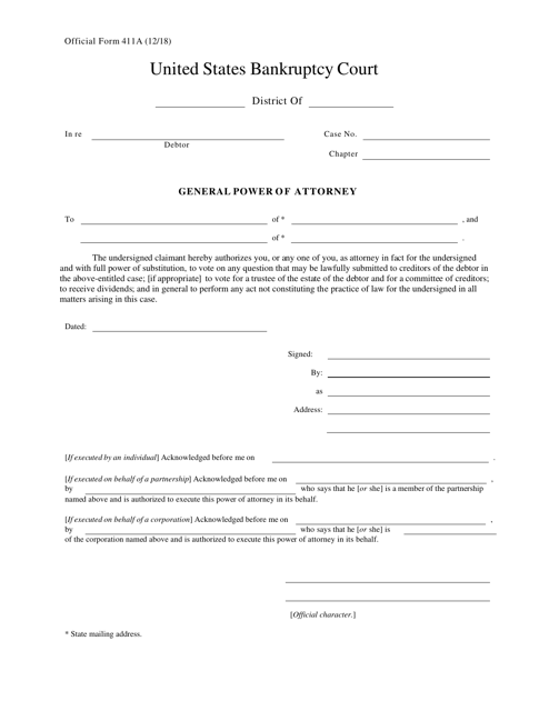 Official Form 411A General Power of Attorney