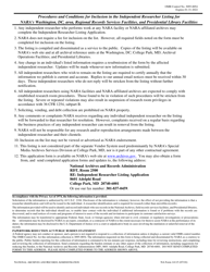 NA Form 14115 Independent Researcher Listing Application, Page 2