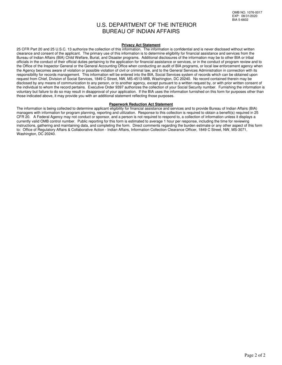 BIA Form 5-6602 Individual Self-sufficiency Plan (Isp) / Case Plan, Page 2