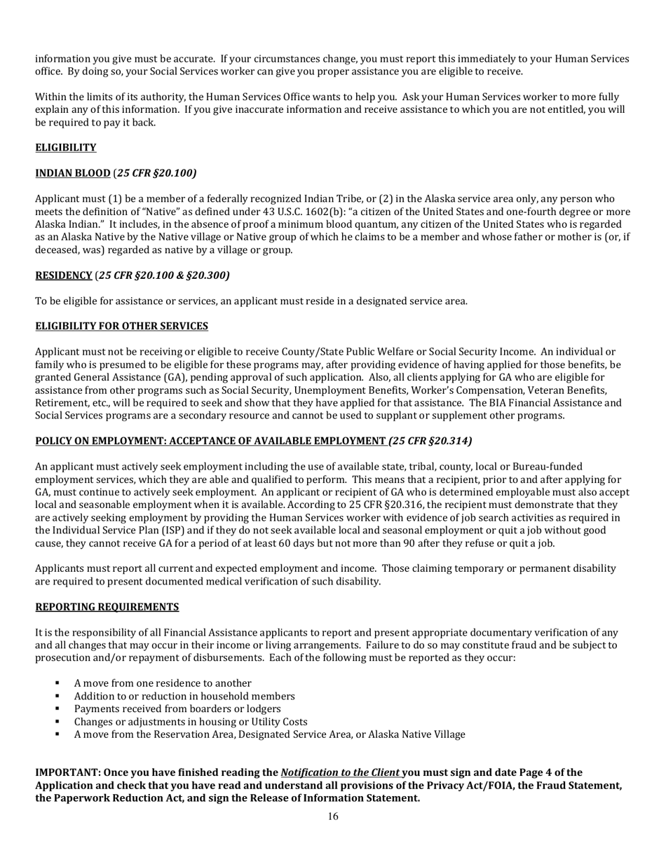 BIA Form 5-6601 Application for Financial Assistance and Social Services, Page 18