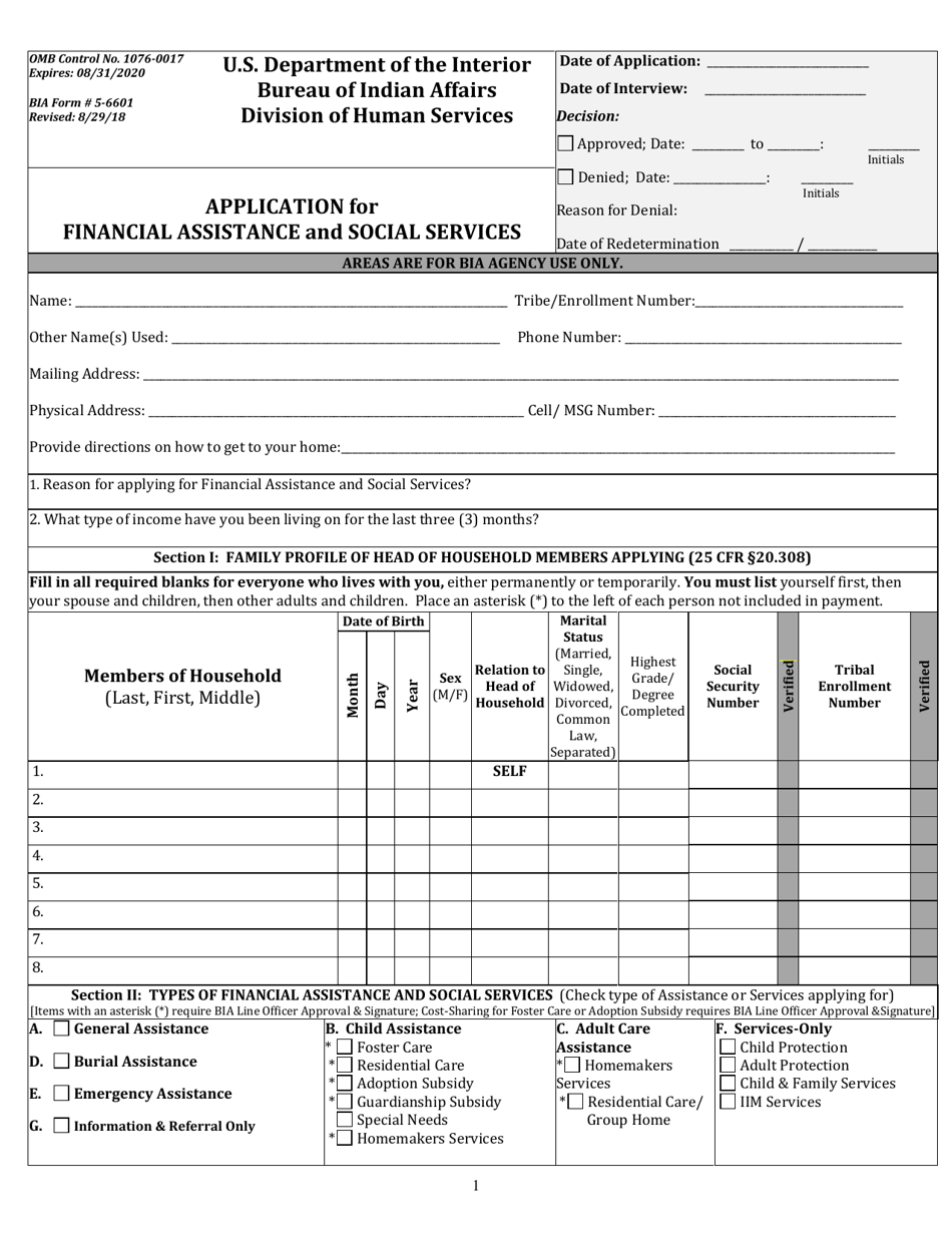 BIA Form 5-6601 Application for Financial Assistance and Social Services, Page 3