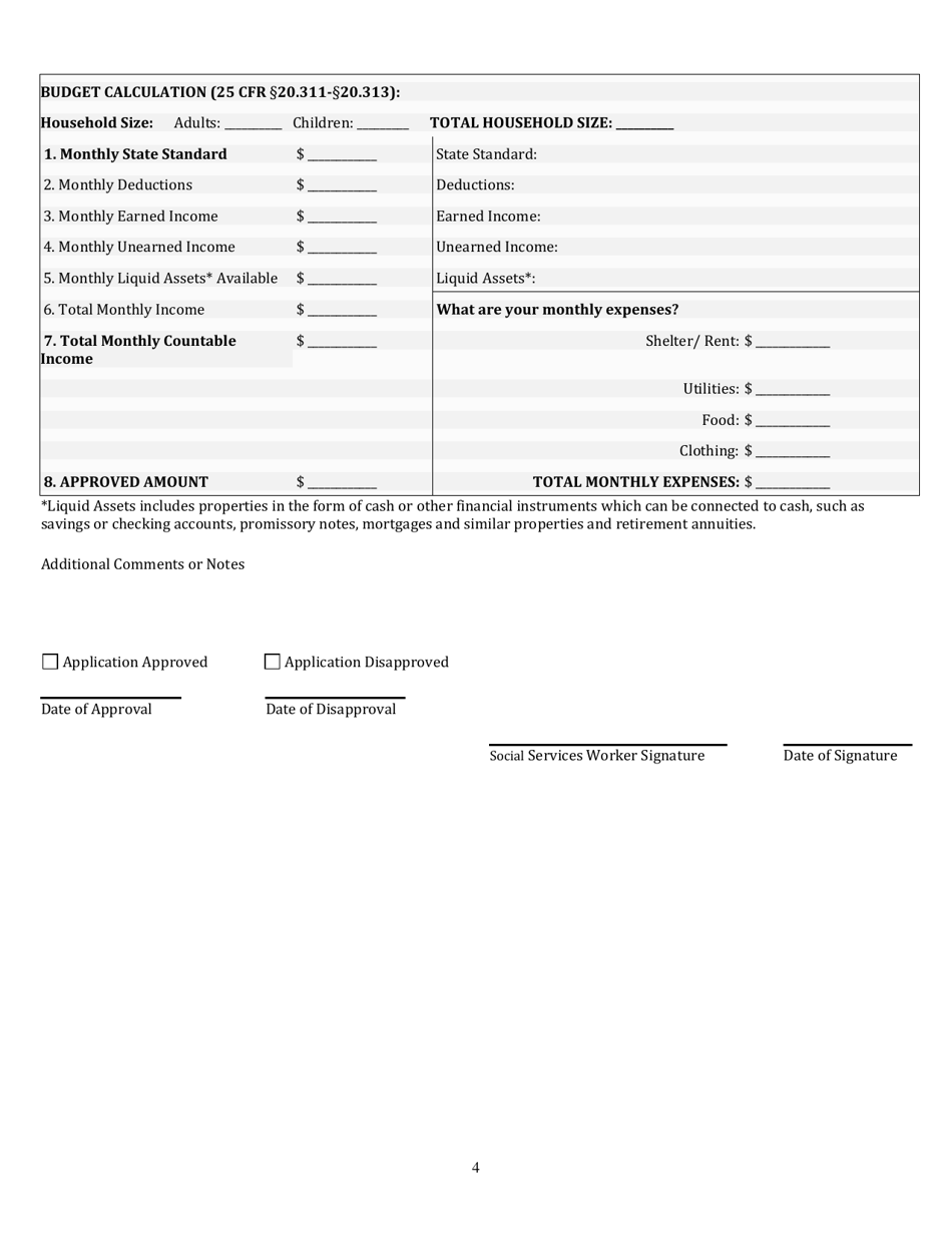 BIA Form 5-6601 Application for Financial Assistance and Social Services, Page 6