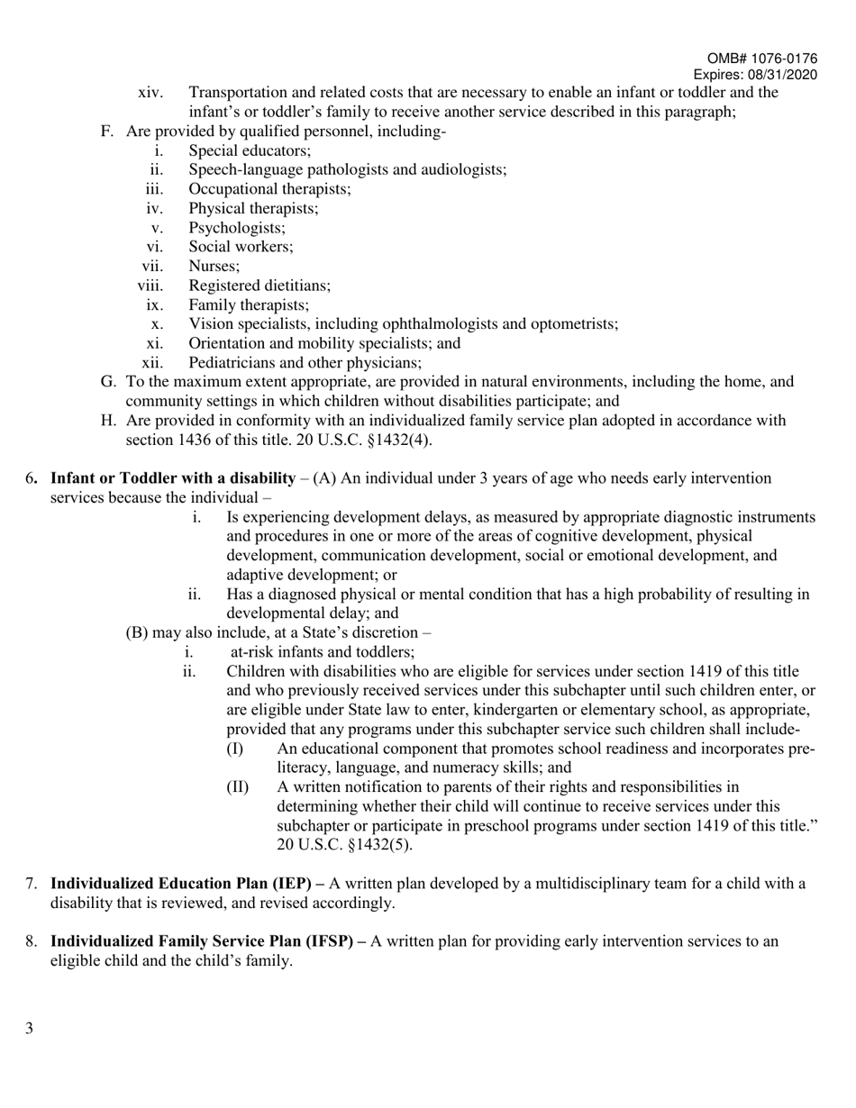Ideia Tribal Count Data Requirements Part B (Children Aged 3 Through 5 Years), Page 3