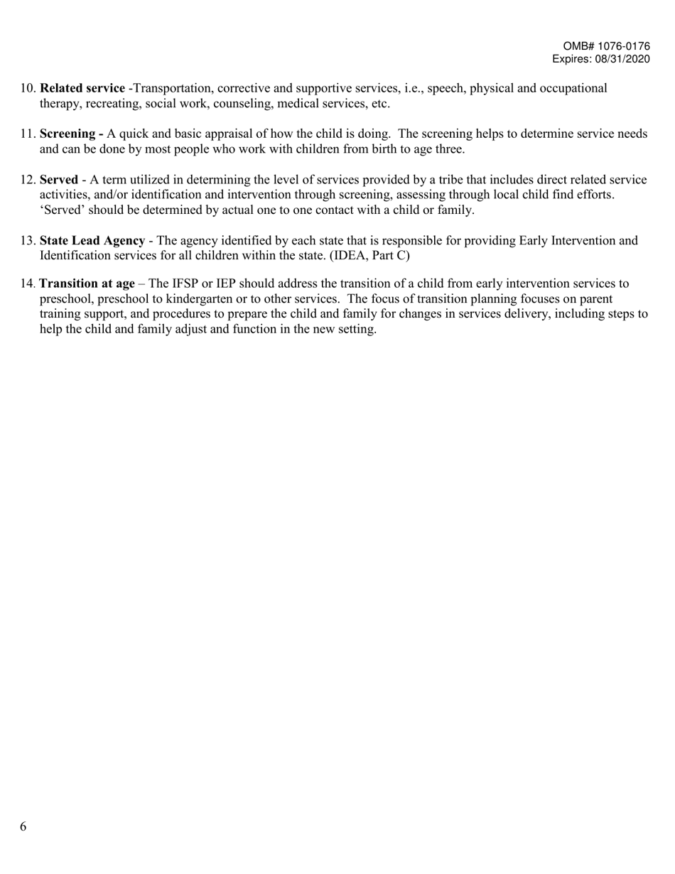 Ideia Tribal Count Data Requirements Part C (Birth Through 2 Years), Page 4