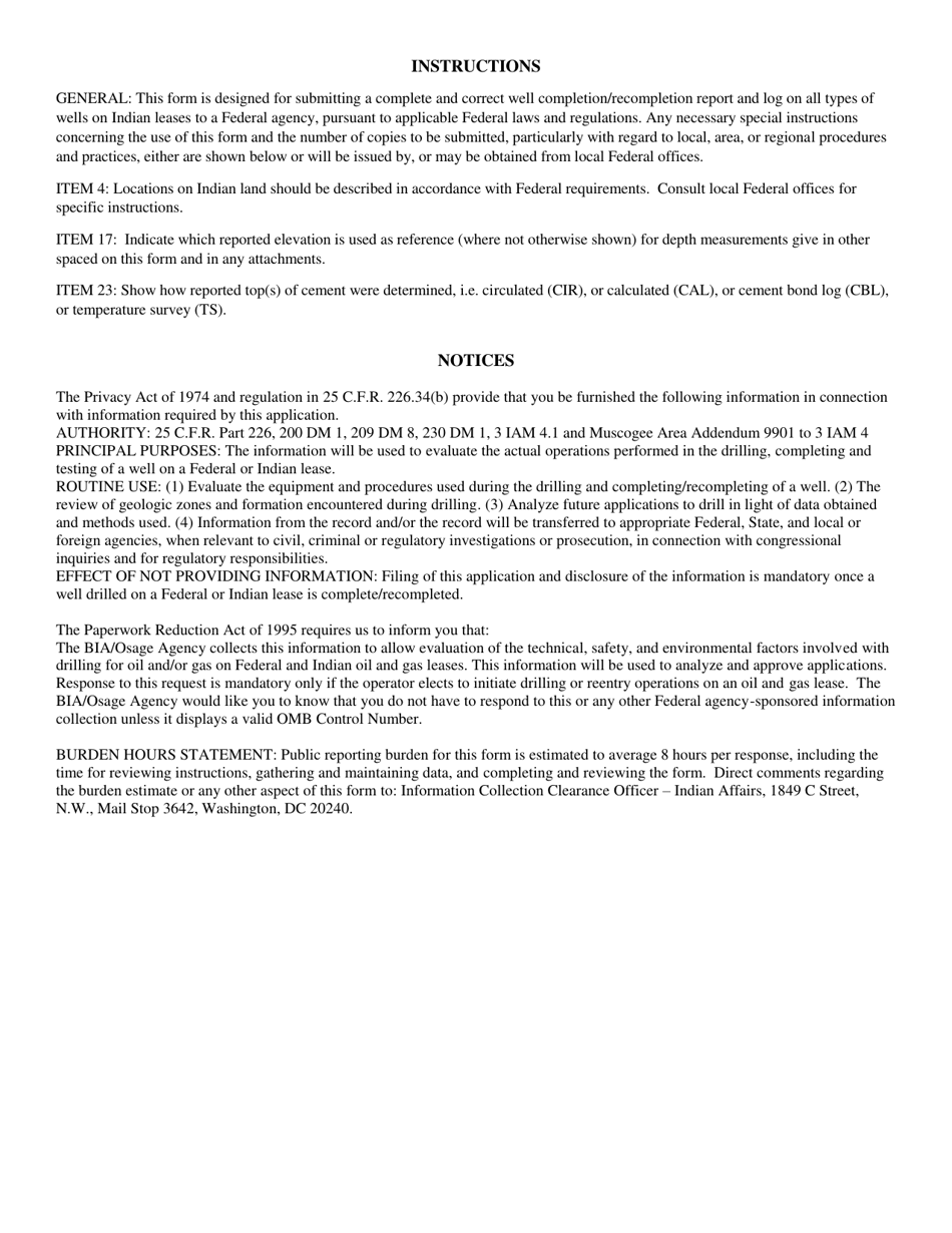 Osage Form 208 Well Completion or Recompletion Report and Log, Page 3