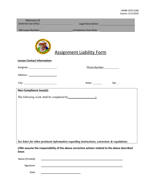 "Assignment Liability Form" Download Pdf