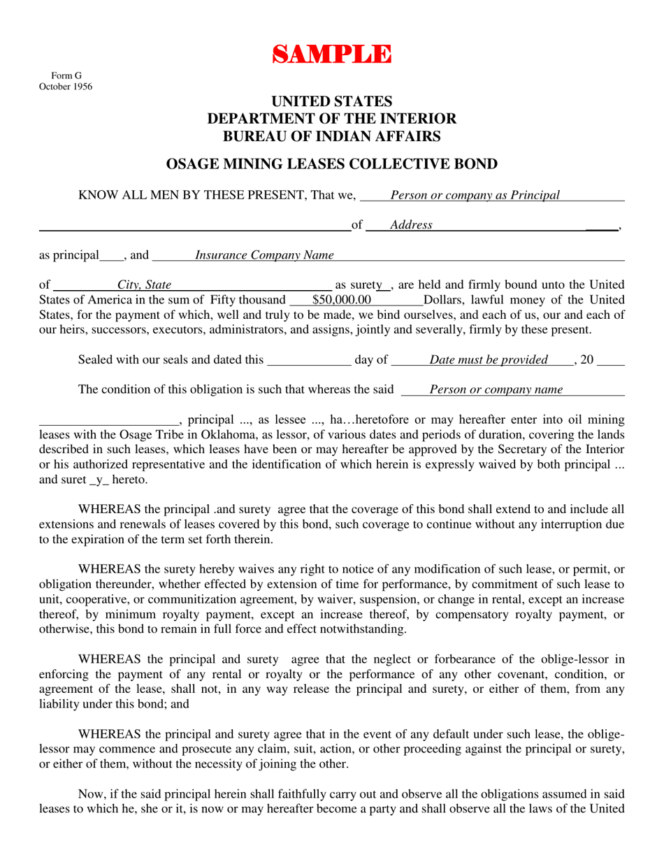 Osage Form G Osage Mining Leases Collective Bond, Page 3