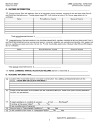 BIA Form 6407 Housing Assistance Application, Page 2