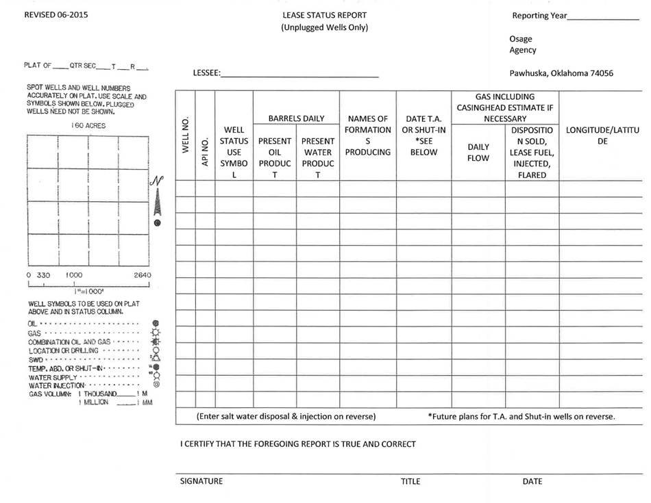 Osage Lease Status Report (Unplugged Wells Only), Page 1