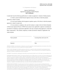 Document preview: Self-certification of Appraiser Qualifications