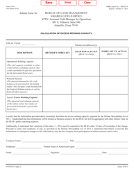 BLM Form 3195-1 &quot;Calculation of Excess Refining Capacity&quot;