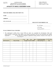 Document preview: BLM Form 3830-4 Affidavit of Annual Assessment Work